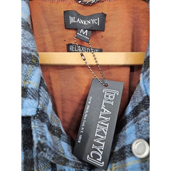New BlankNYC Blue Plaid Jacket Mens M Not Your Average Joe Wool Blend Blank NYC - Picture 4 of 6